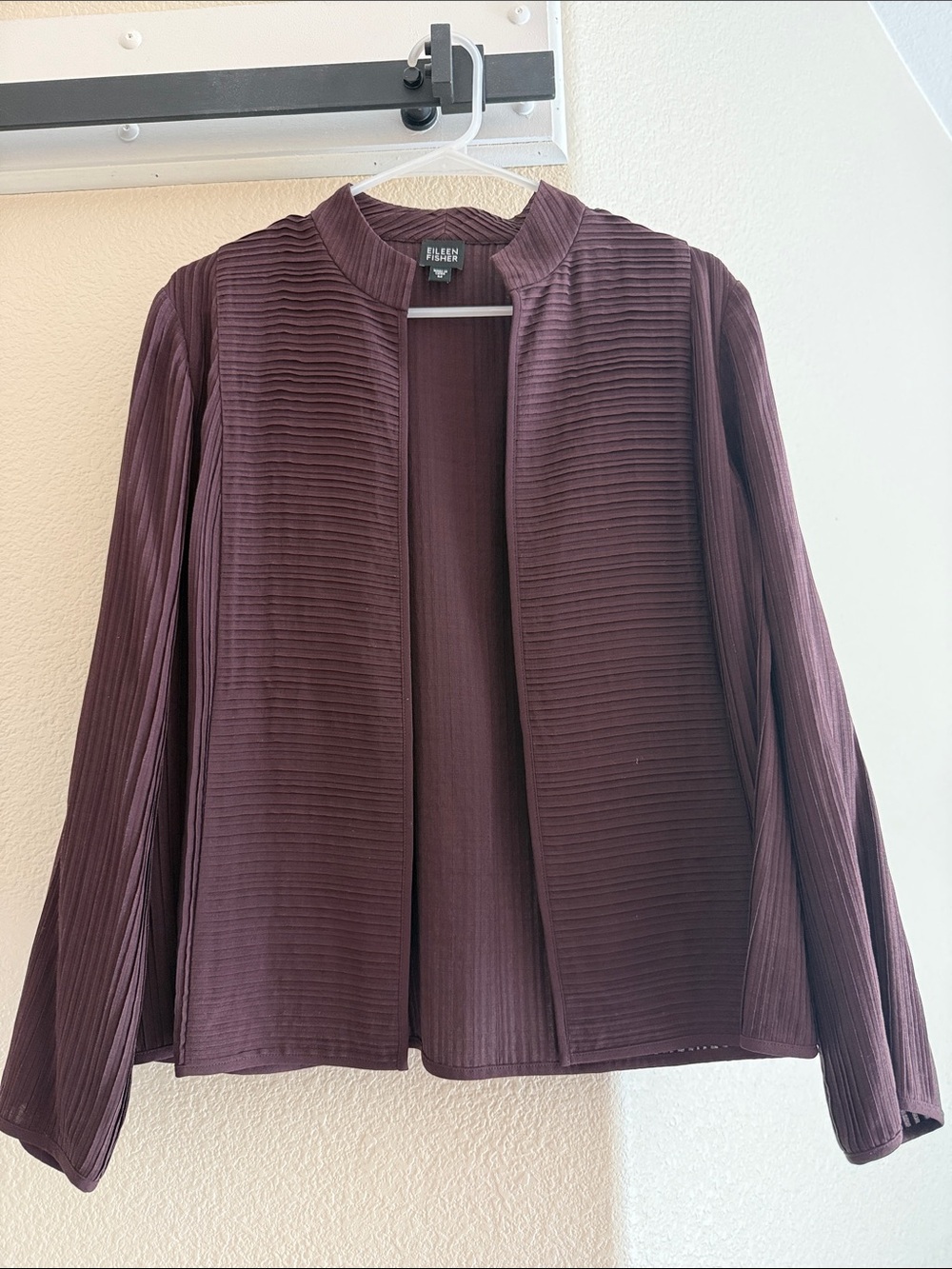 Eileen Fisher Silk Open-Front Blazer in Plum